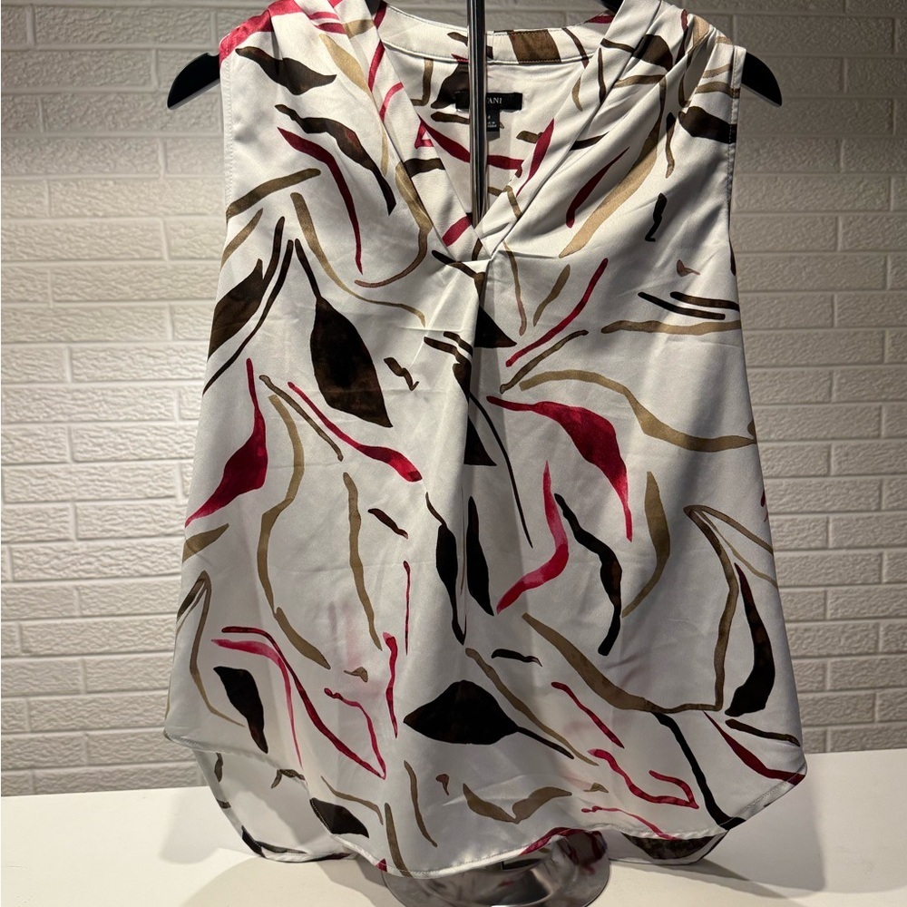 Alfani Gray Asymmetrical Blouse Relaxed Fit